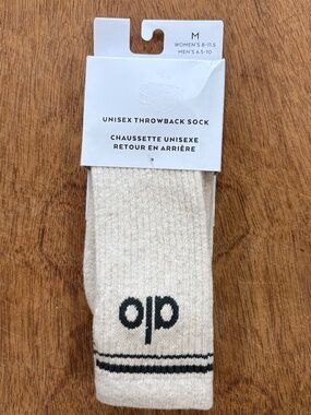 Alo yoga unisex throwback sock Oatmeal Heather/charcoal green
